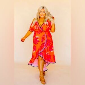 Flying Tomatoes fit & flare tropical print dress